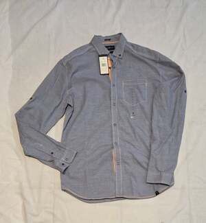 Marc Ecko Cut & Sew Hollywood Slim Fit Long Sleeve Button-Up Shirt Blue Suede